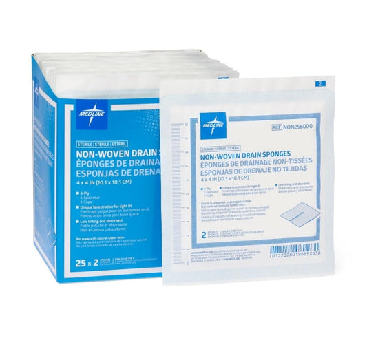 Medline Sterile Nonwoven Gauze Drain Sponges