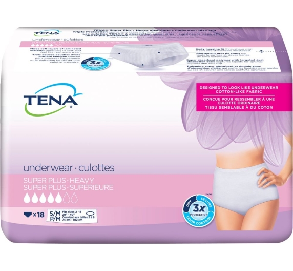 Tena 54286 Super Plus Heavy Underwear for Women Large Case/64